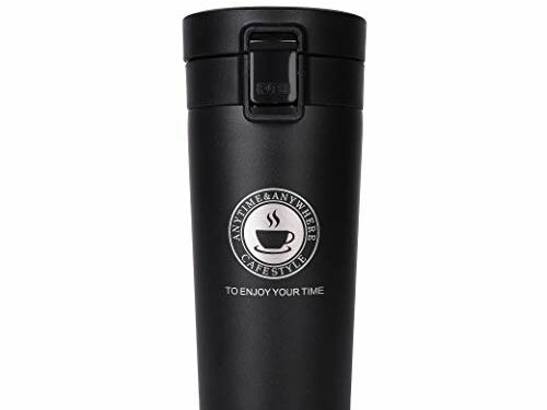 QIMEI-SHOP Termo,Termo de Café Matraz de Acero Inoxidable Aislado Diseño a Prueba de Fugas para Bebidas Frías y Calientes Bebidas té Café Agua 380ML Negro