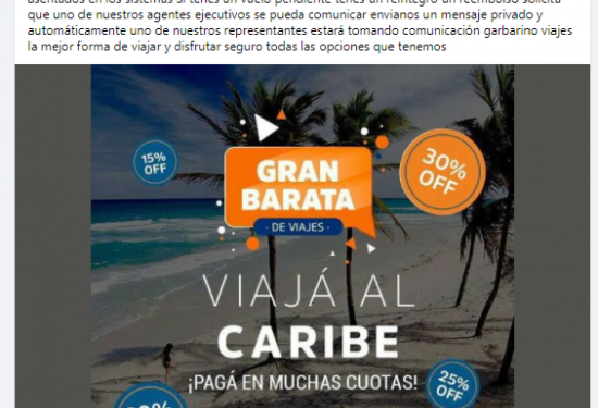 Garbarino Viajes alerta a pasajeros por cuentas falsas