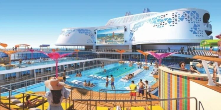 capacidad para 7 mil pasajeros, tirolesa de diez pisos y el tobogán más alto en el mar