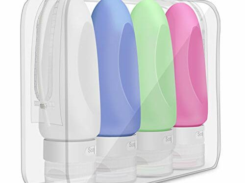 Opret Botella de Viaje 4 Pack TSA aprobó la Botella de Viaje de Silicona a Prueba de Fugas (89ml) para champús, lociones y artículos de tocador, FDA Certified BPA Free