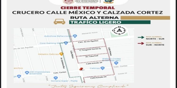 Crucero de México y Cortez permanecerá cerrado durante 7 semanas