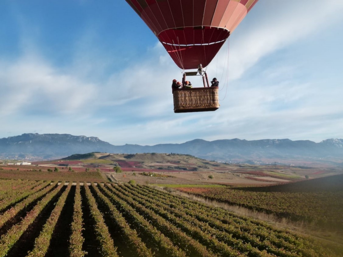 Ruta del Vino Rioja Alta. Vuelo en globo sobre vi