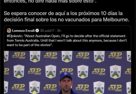 Novak Djokovic rompe el silencio y habla sobre su participación en el Abierto de Australia
