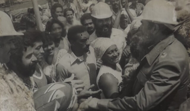Fidel Castro durante su visita a Nuevitas en 1987.