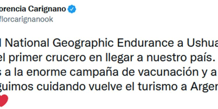 Florecnia Carignano festejó la noticia en su cuenta de Twitter