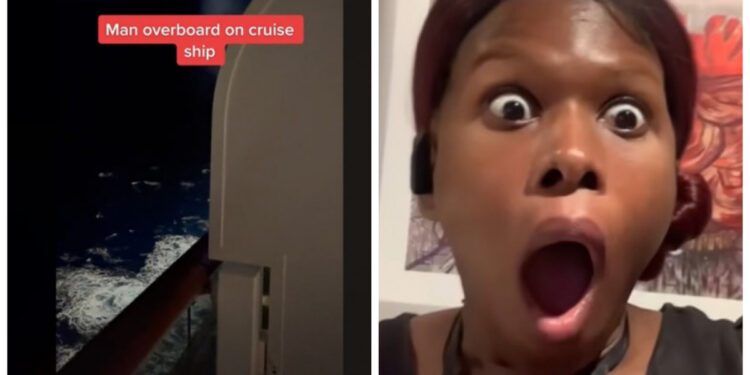 Una mujer grababa video cuando escucha la señal de alarma y entra en pánico.