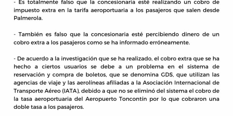 Palmerola aclara que es falso el cobro de un impuesto extra en tarifa aeroportuaria a pasajeros – Hondudiario