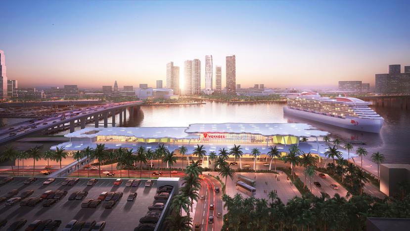 Terminal de Cruceros V, en PortMiami, exclusivo de Virgin Voyages.