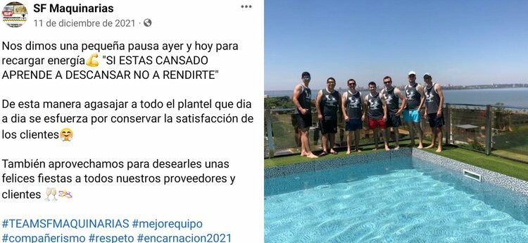 La publicación que compartió el empresario en la cuenta de Facebook de la empresa