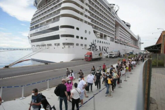 MSC Preziosa en el puerto de Santos. Foto: @Metropole