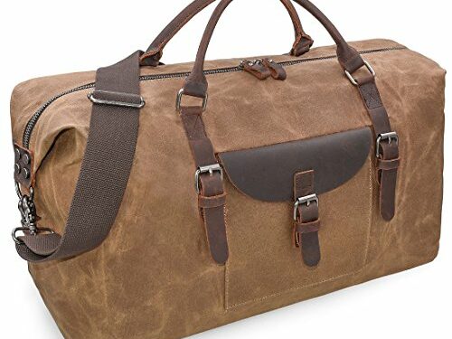 Bolsas De Viaje Cuero Hombre Bolso De Impermeable Lona Bolsa De Fin De Semana Deporte Overnight Grandes Bolsa Marrón