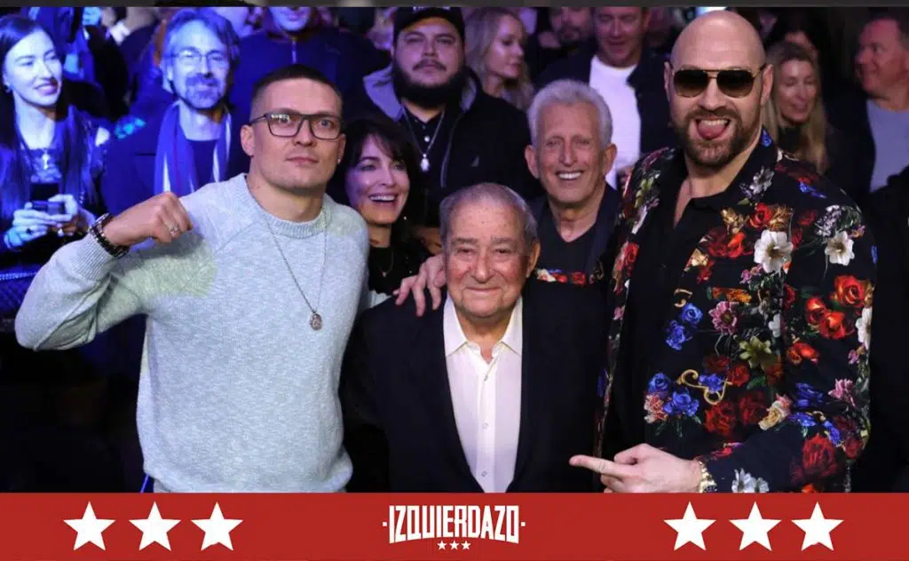 Oleksandr Usyk, Bob Arum y Tyson Fury
