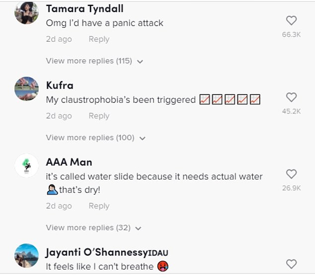 Los usuarios de Tiktok se apresuraron a compartir su horror ante la idea de quedar atrapados en un flumestube.