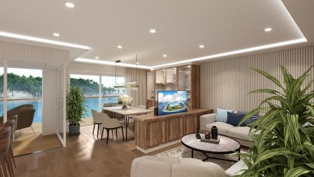 Interior de uno de los apartamentos del 'MV Narrative'