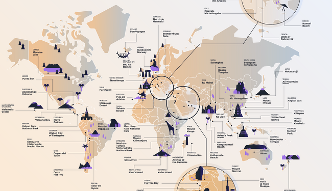 El mapa con los mejores lugares para ver amanecer y atardecer en cada país
