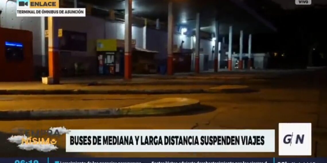 Terminal de Ómnibus de Asunción sin un solo colectivo. Viajes están suspendidos