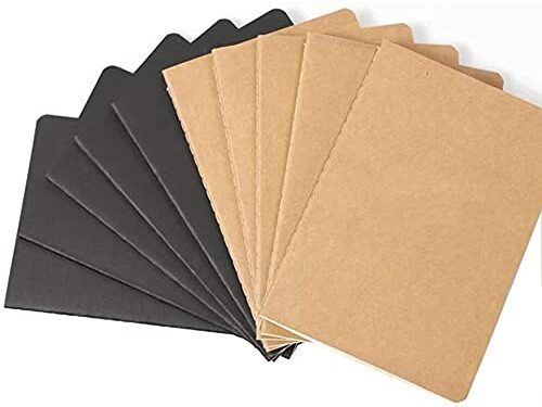 10 libros Bloc de Notas A5, Hojas Blancas Pequeña Diarios, Libreta Hojas Blancas Pequeña Diarios, Inserciones de Diario, Libro de papel Kraft, para Notas, Dibujos,para Escolar, Escribir y Maestros