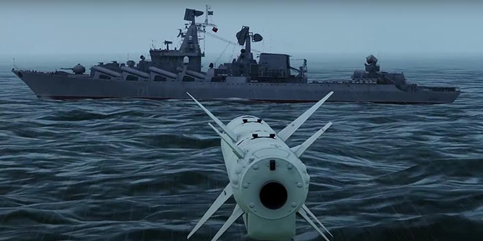 Recrean en un simulador cómo pudo ser el ataque ucraniano al crucero ruso Moskva