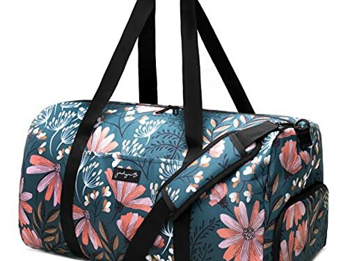 Jadyn B Weekender Bag - 56 cm./ 52L - Bolsa de Viaje/Bolsa de Lona o de Deporte/Gimnasio con Bolsillo para Zapatos (Navy Floral)