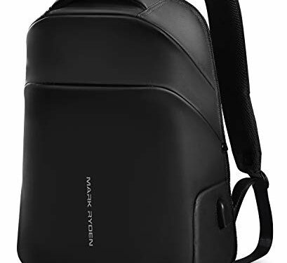 Muzee Mochila Antirrobo Impermeable Hombre, Mochila Portatil 15.6 Pulgadas Mochila Hombre con Puerto de Carga USB,Negocio Trabajo Diario Viaje Escolares - Negro