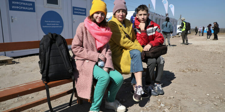 Violeta llegó a Moldavia, desde Odesa, con Daniel, de 12 años, y Angelina, de 11, así como con sus dos gatos.