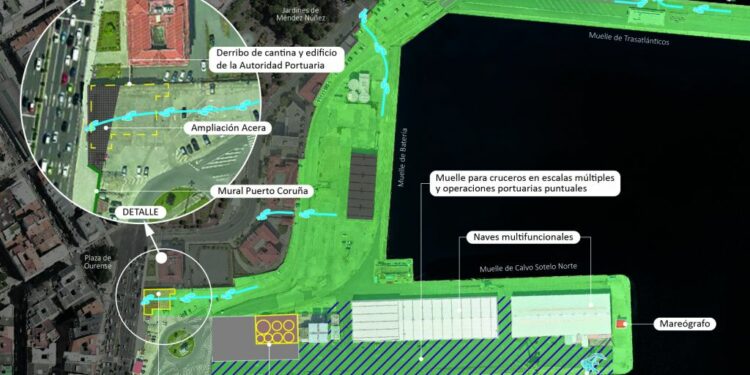 Licitadas las obras para un nuevo acceso peatonal al muelle de Calvo Sotelo de A Coruña