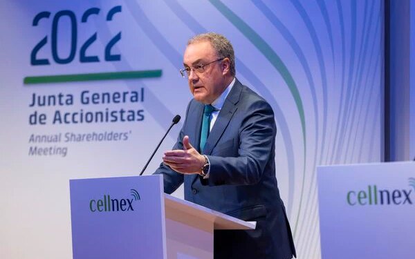 Tobías Martínez, durante su intervención en la Juta General de Accionistas de Cellnex