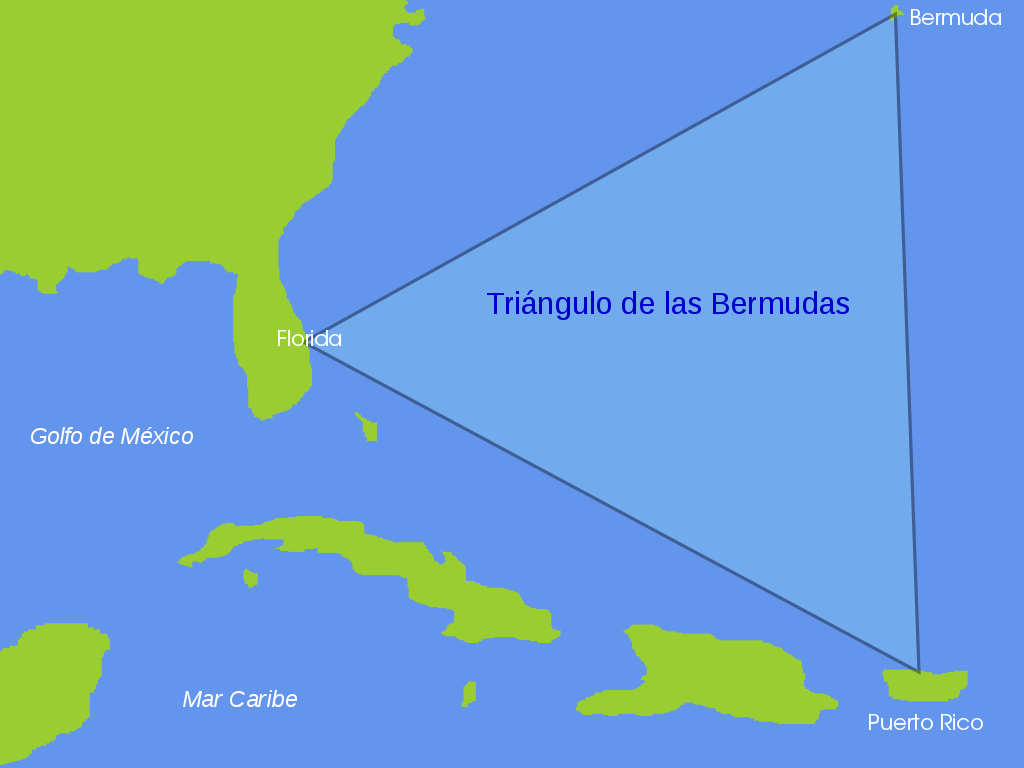 Un mapa aproximado del Triángulo de las Bermudas. Imagen: Danilo94 (Wikipedia)