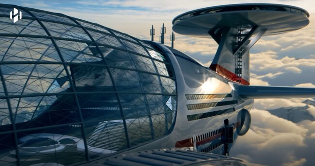 Vista exterior del Sky Cruise, el que podría ser el primer crucero volador de la historia