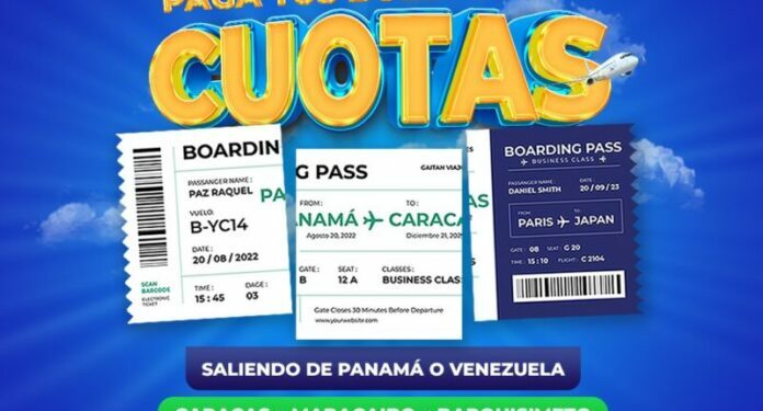 Agencia D' Viajes Gaitan ofrece pagar por cuotas boletos desde y hacia Venezuela
