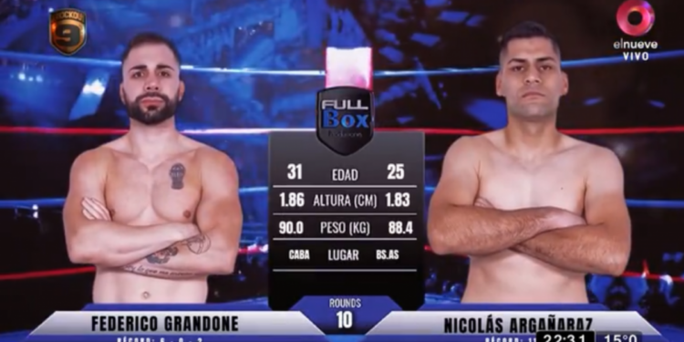 Boxeo masculino: Federico Grandone Vs. Nicolás Argañaráz por el título sudamericano crucero