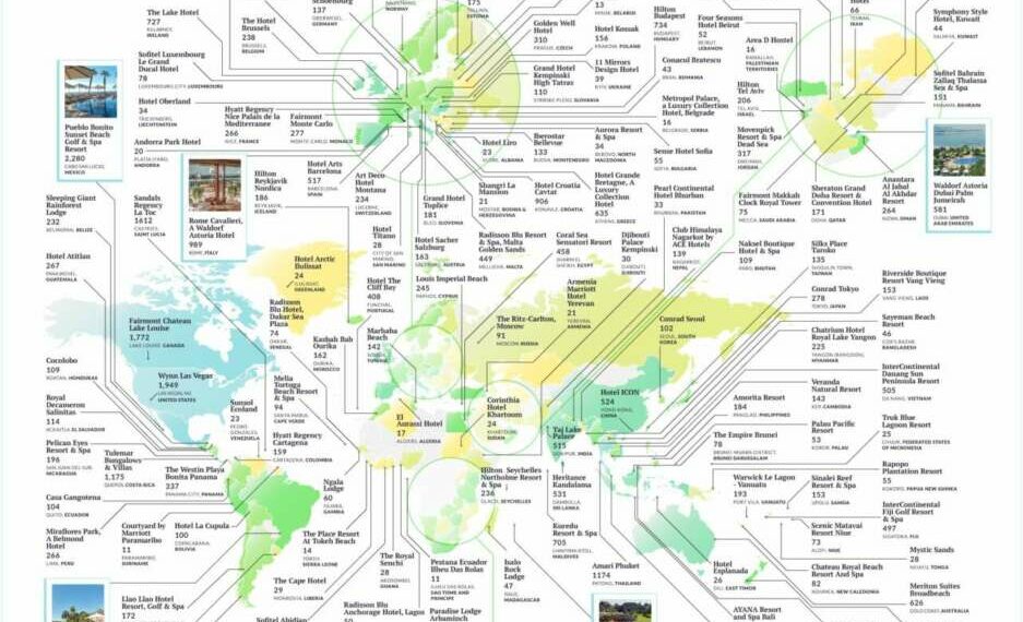 El mapa que revela los hoteles con las mejores vistas del mundo