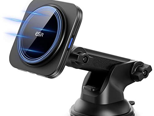 ESR HaloLock Cargador Inalámbrico Magnético para Salpicadero, Carga Rápida, Compatible Soporte MagSafe Salpicadero, Compatible iPhone 13/13 Pro/13 mini/13 Pro Max/12/12 Pro/12 mini/12 Pro MAX, Negro