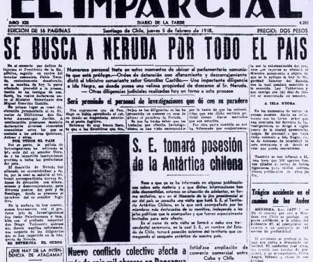 Primera página del diario chileno ‘El Imparcial’ del 5 de febrero de 1948.
