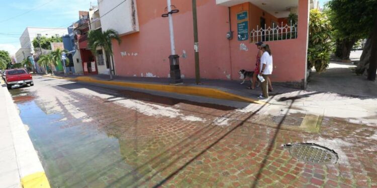 Entre brotes de aguas negras y la peste, caminan turistas que bajan de los cruceros por la Calle Carnaval para llegar a la Machado