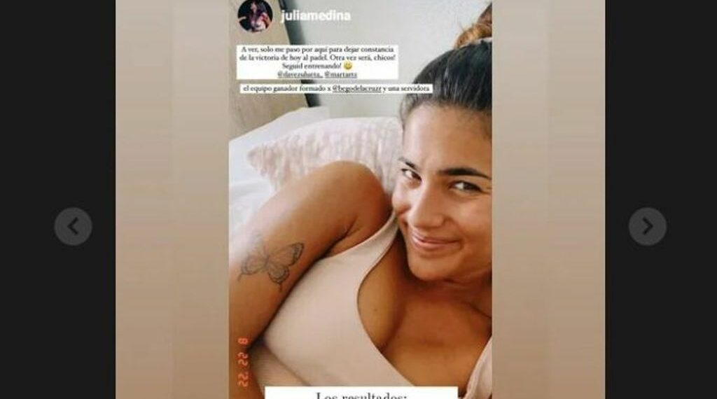 Julia Medina en sus historias de Instagra