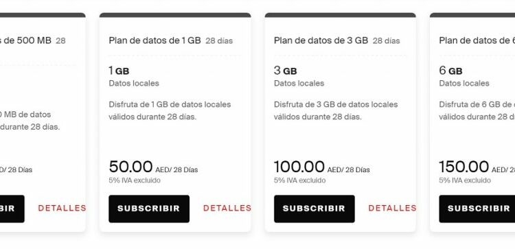 Tarjetas SIM de Etisalat para viajar a Dubai.