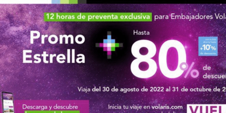 Promo Estrella de Volaris, tiene descuentos de hasta el 80%