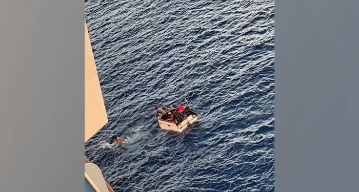 Seis migrantes cubanos en balsa de cartón rescatados por crucero