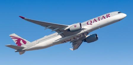 Un avion de Qatar Airways en pleno vuelo