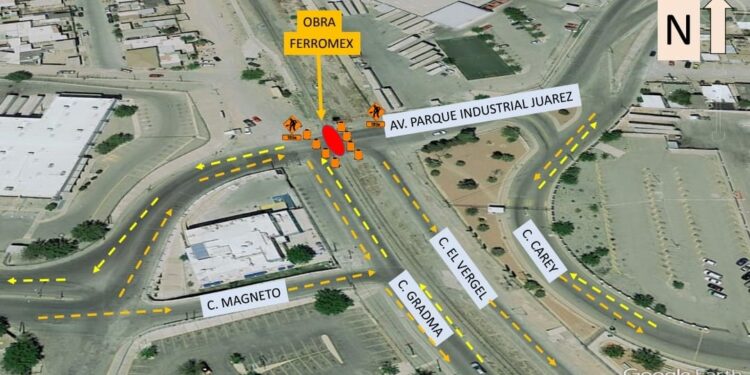 Cierran crucero en Parque Industrial Juárez por trabajos de Ferromex - ADN