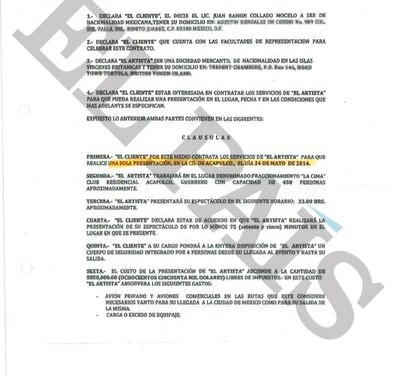 Contrato firmado entre el abogado Juan Ramón Collado y Julio Iglesias en 2013.