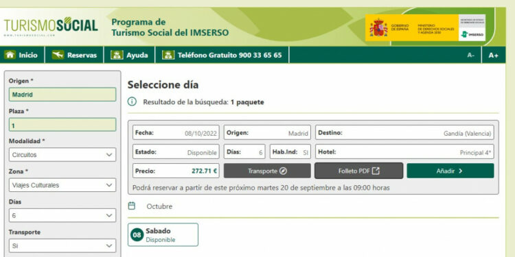 Los viajes del Imserso a destinos de interior ya tienen fechas de salida