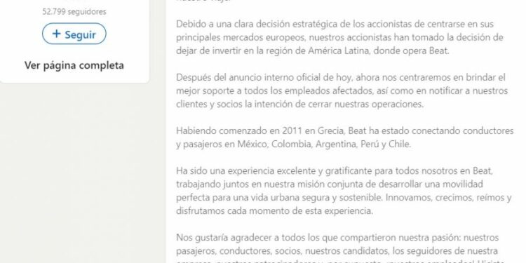 Comunicado Beat