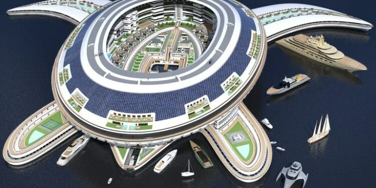 Así es Pangeos, el ‘crucero tortuga’ capaz de transportar 60.000 personas cuya construcción podría costar US$ 8000 millones