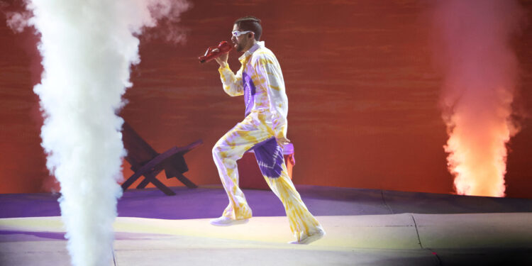 Bad Bunny performs during his World's Hottest Tour at SoFi Stadium in Inglewood, California, U.S., September 30, 2022. REUTERS/Mario Anzuoni