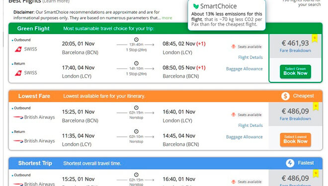 El buscador de vuelos BookSmart24, para viajar en aviones ecol
