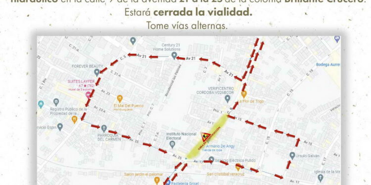Este jueves cierra la calle 9 por bacheo en Brillante Crucero