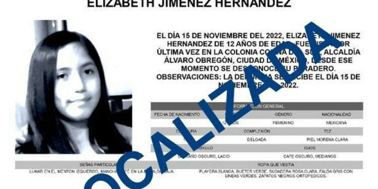 Localizan en Pachuca a la niña Elizabeth