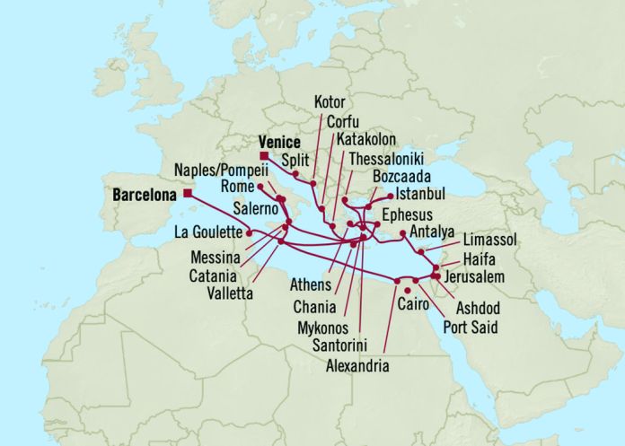 Oceania Cruises presenta su crucero "Grand Voyage Mediterranean Connection" para otoño 2023